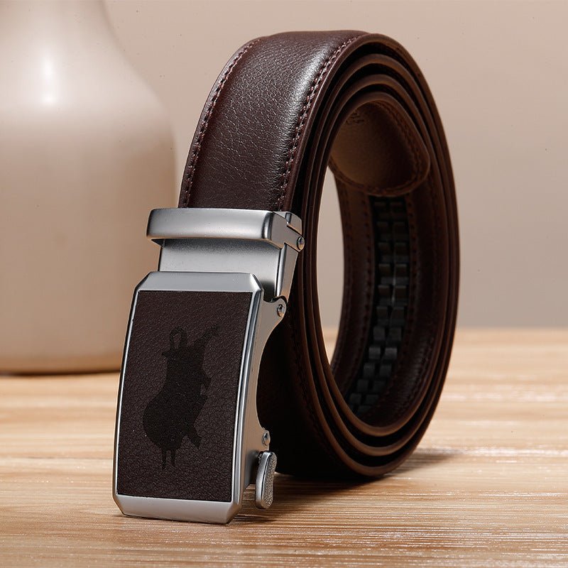 Genuine Leather Cowhide Belt With Automatic Buckle Belt - AmiraMart