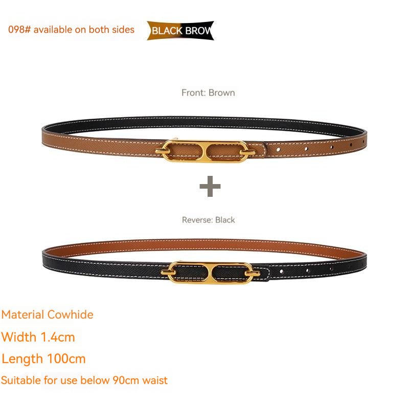 Genuine Leather Thin Belt All - matching Dress - AmiraMart