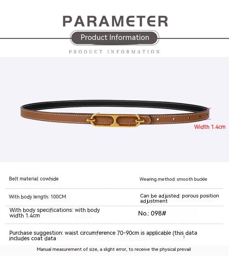 Genuine Leather Thin Belt All - matching Dress - AmiraMart