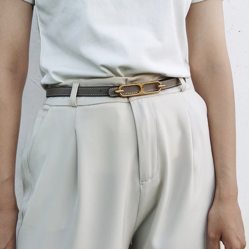 Genuine Leather Thin Belt All - matching Dress - AmiraMart
