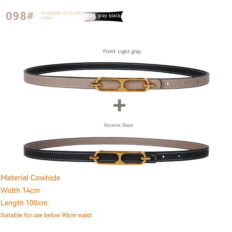 Genuine Leather Thin Belt All - matching Dress - AmiraMart