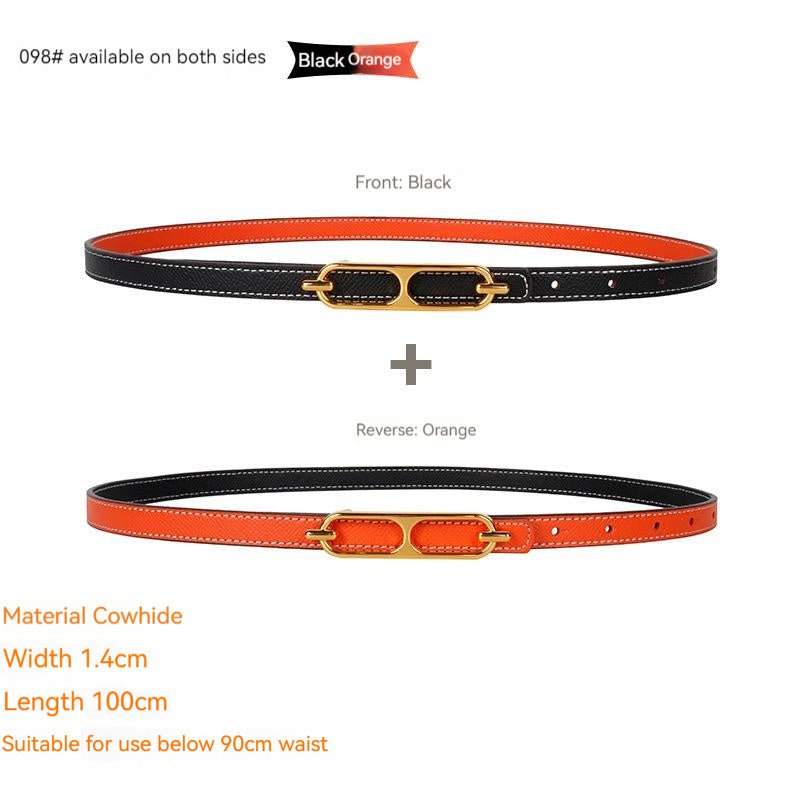 Genuine Leather Thin Belt All - matching Dress - AmiraMart