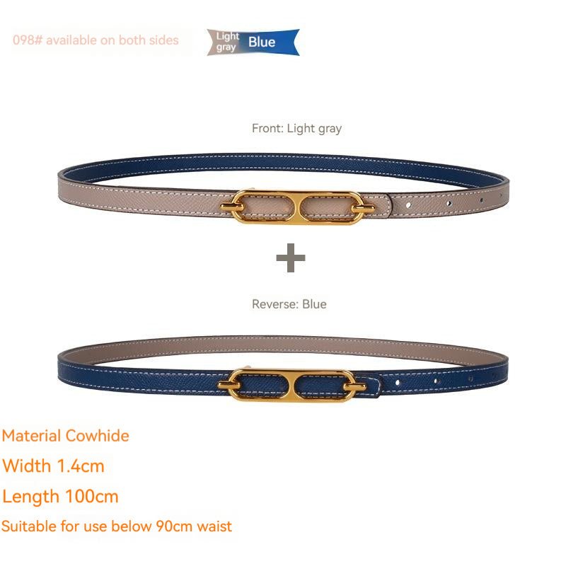 Genuine Leather Thin Belt All - matching Dress - AmiraMart