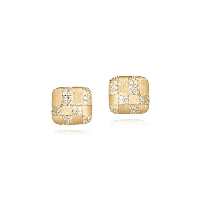Geometric Diamond - embedded Square Ear Clip - AmiraMart