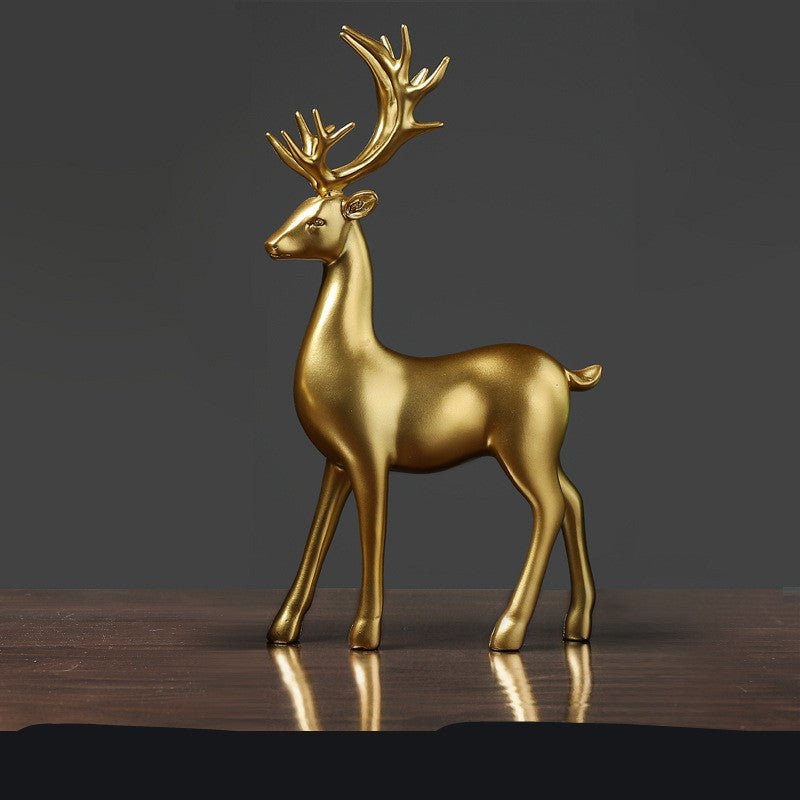 Golden Deer Resin Sculpture - AmiraMart