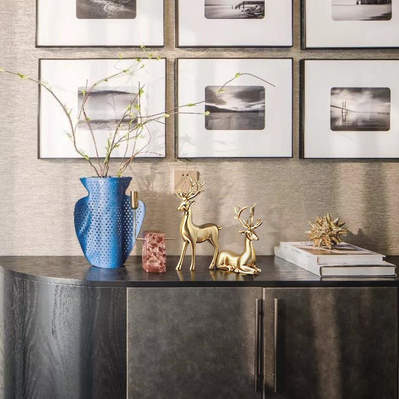 Golden Deer Resin Sculpture - AmiraMart