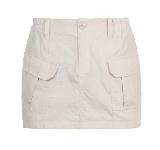 Green A - Line Skirt - Fashion Woven Skirt with Pockets - AmiraMart