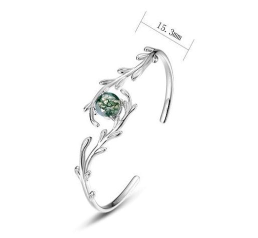 Green Moss Stone Water Plants Agate Bracelet - AmiraMart