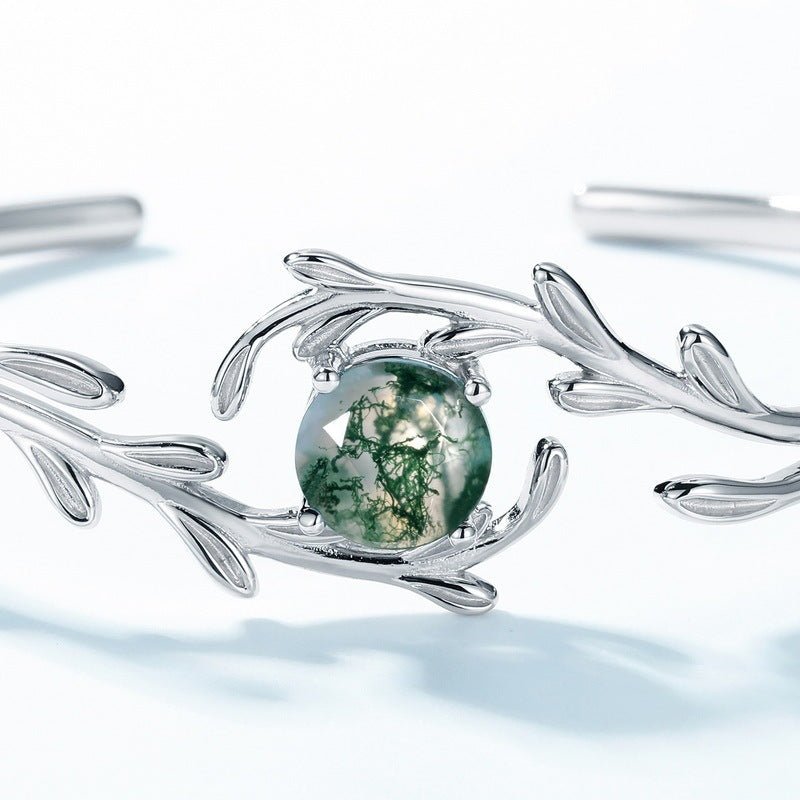 Green Moss Stone Water Plants Agate Bracelet - AmiraMart