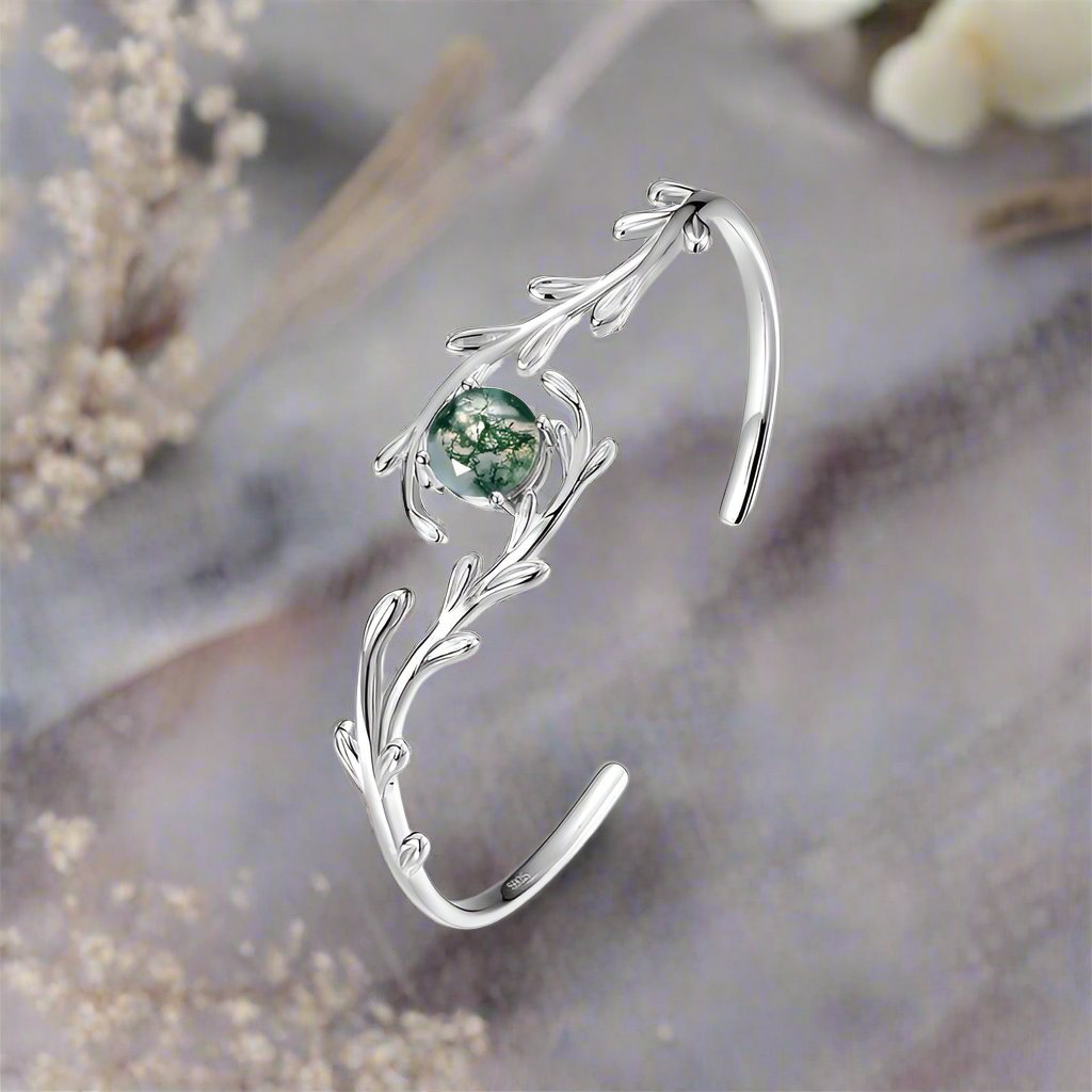 Green Moss Stone Water Plants Agate Bracelet - AmiraMart