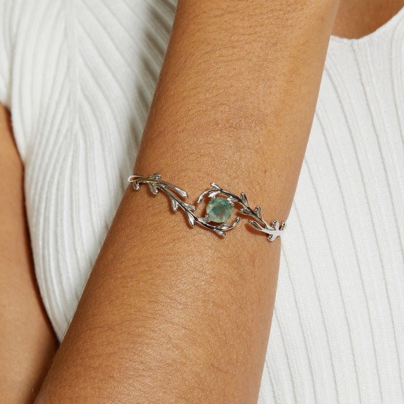 Green Moss Stone Water Plants Agate Bracelet - AmiraMart
