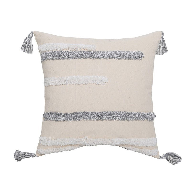Hand - embroidered Tufted Throw Pillow Case - AmiraMart