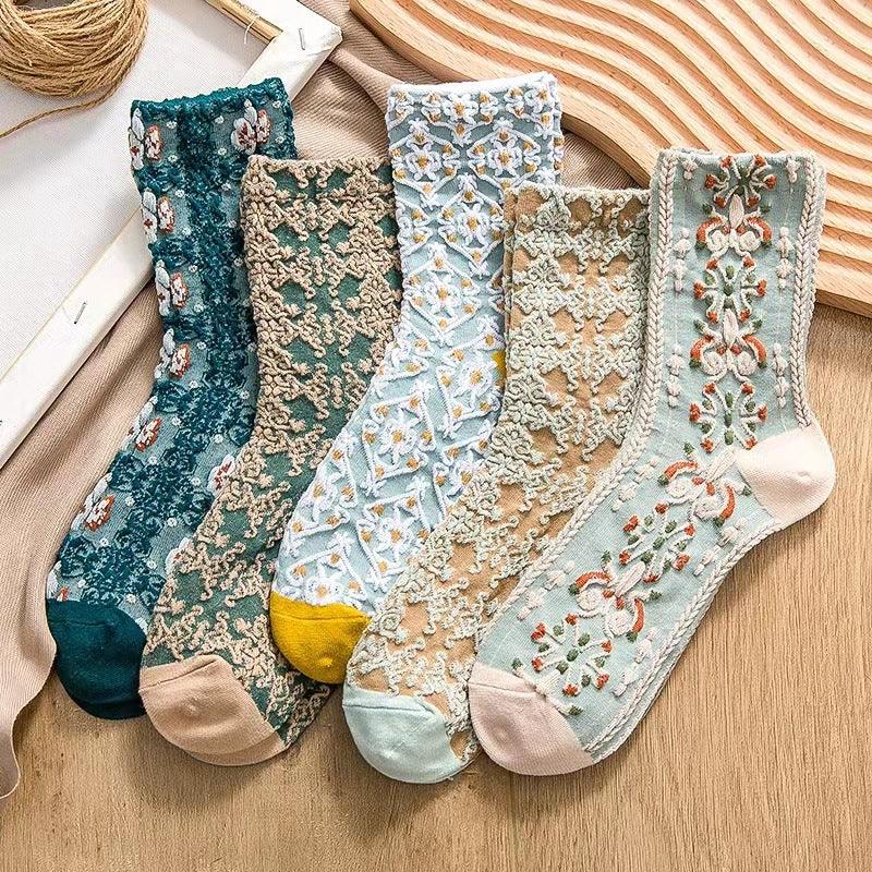 Harajuku Retro Embroidery Spring Kawaii Cute Socks - AmiraMart
