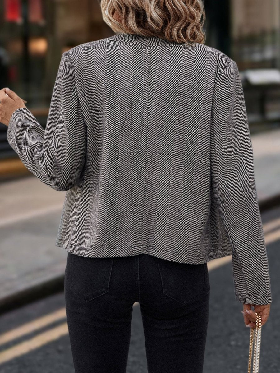 Herringbone Double - Breasted Jacket - Slim Fit Women's Blazer Coat - AmiraMart