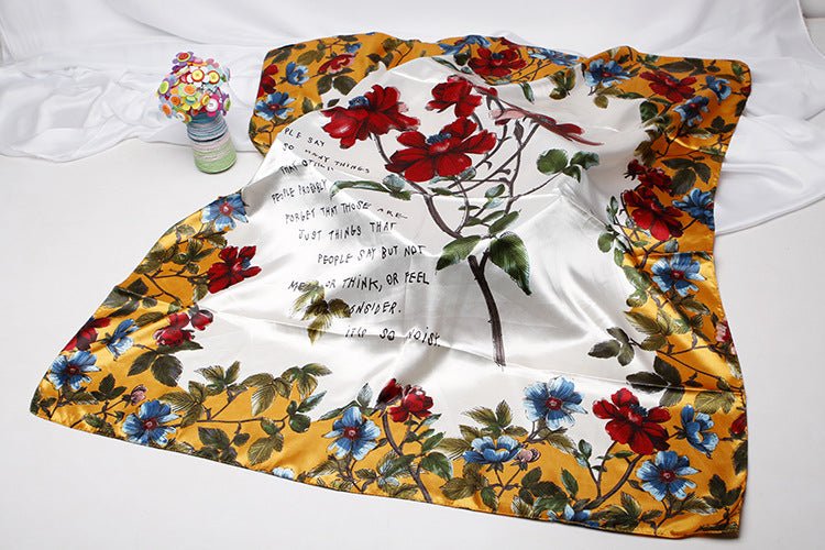 High - end Versatile Retro Printed Artificial Silk Scarf - AmiraMart