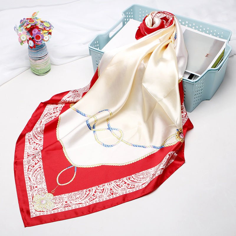 High - end Versatile Retro Printed Artificial Silk Scarf - AmiraMart