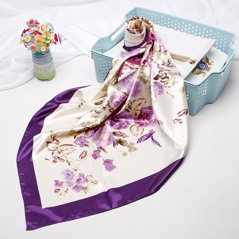 High - end Versatile Retro Printed Artificial Silk Scarf - AmiraMart