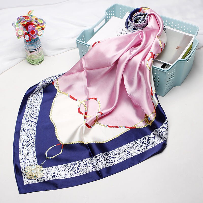 High - end Versatile Retro Printed Artificial Silk Scarf - AmiraMart