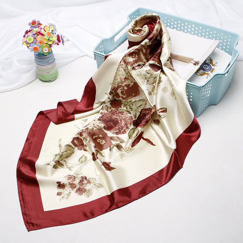 High - end Versatile Retro Printed Artificial Silk Scarf - AmiraMart