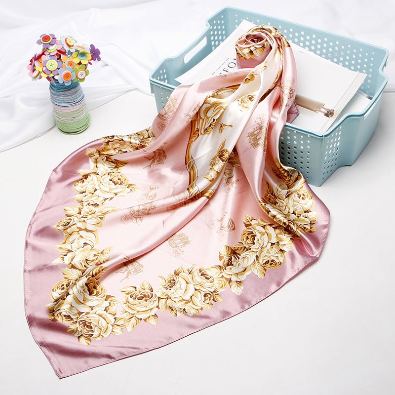 High - end Versatile Retro Printed Artificial Silk Scarf - AmiraMart