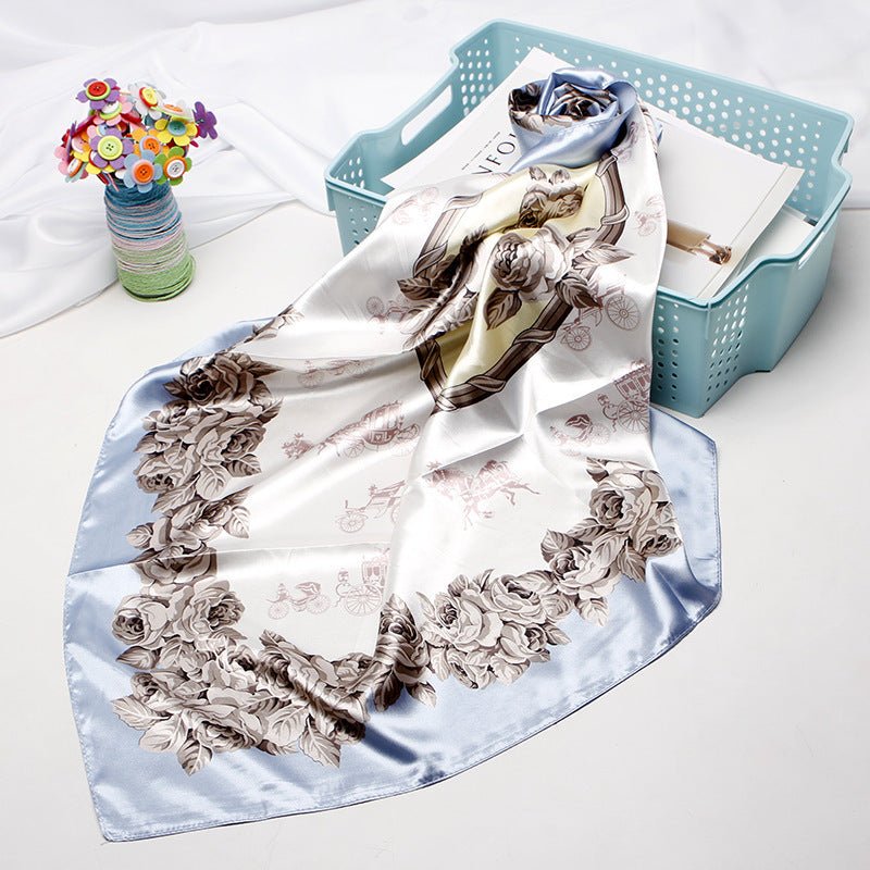High - end Versatile Retro Printed Artificial Silk Scarf - AmiraMart