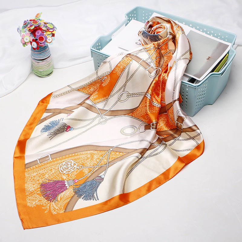 High - end Versatile Retro Printed Artificial Silk Scarf - AmiraMart