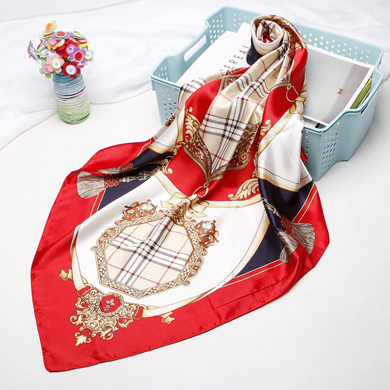 High - end Versatile Retro Printed Artificial Silk Scarf - AmiraMart