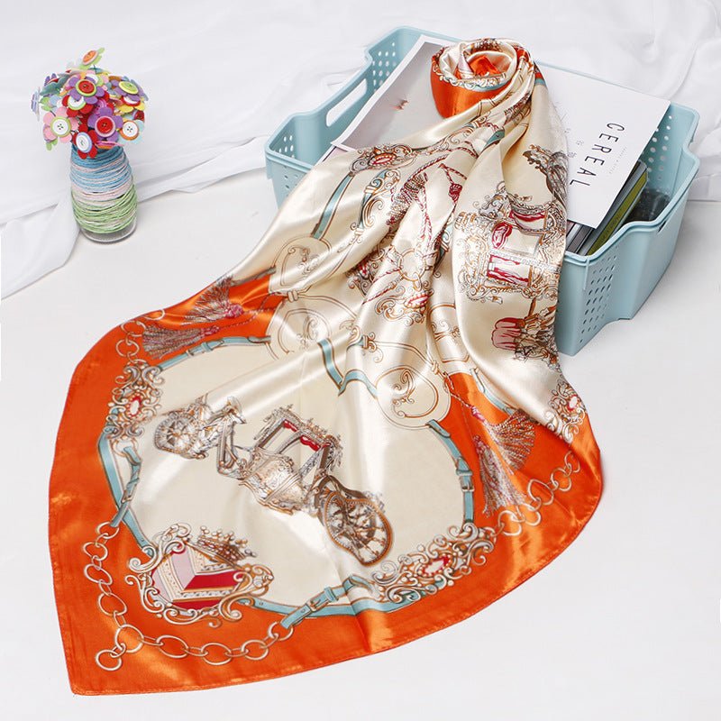 High - end Versatile Retro Printed Artificial Silk Scarf - AmiraMart