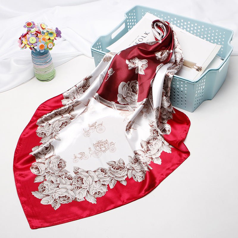 High - end Versatile Retro Printed Artificial Silk Scarf - AmiraMart