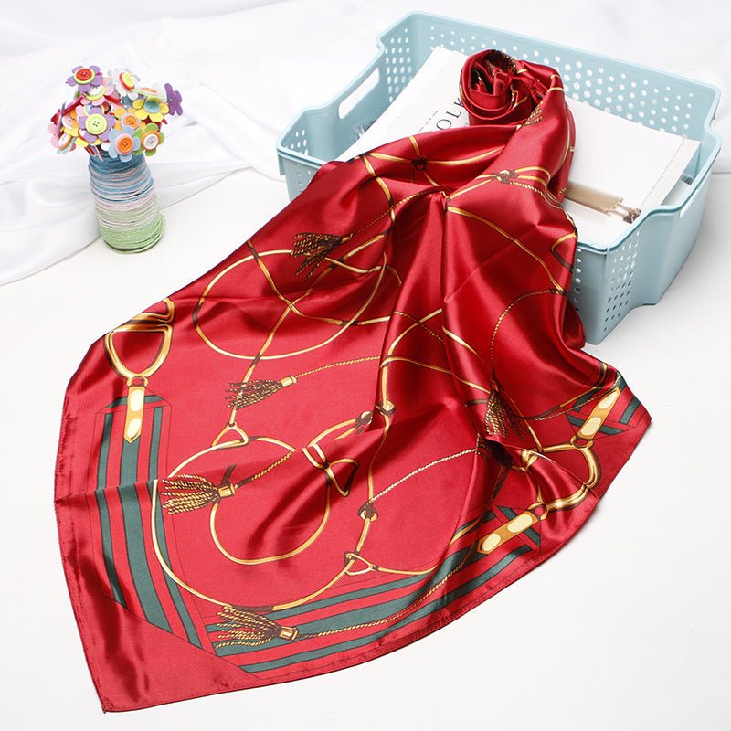 High - end Versatile Retro Printed Artificial Silk Scarf - AmiraMart