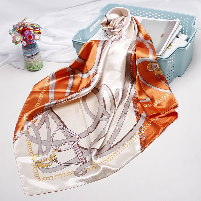 High - end Versatile Retro Printed Artificial Silk Scarf - AmiraMart