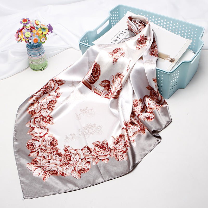 High - end Versatile Retro Printed Artificial Silk Scarf - AmiraMart