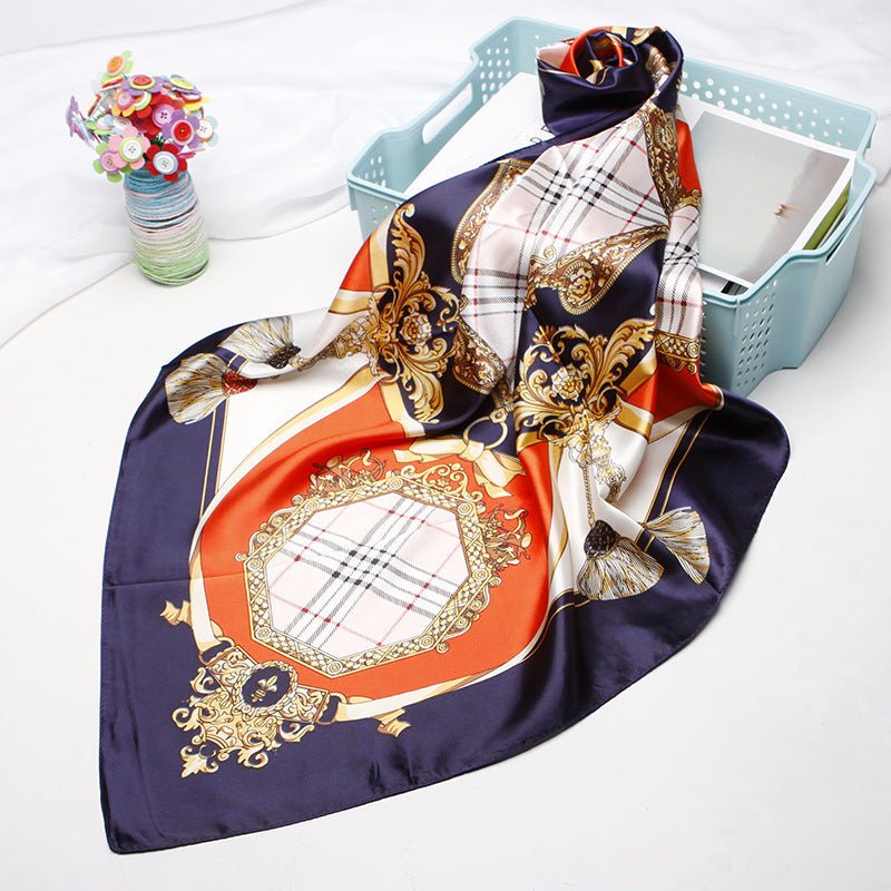 High - end Versatile Retro Printed Artificial Silk Scarf - AmiraMart