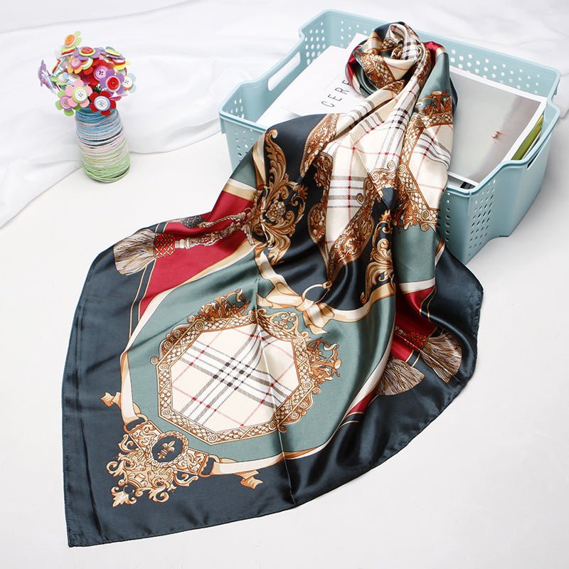 High - end Versatile Retro Printed Artificial Silk Scarf - AmiraMart