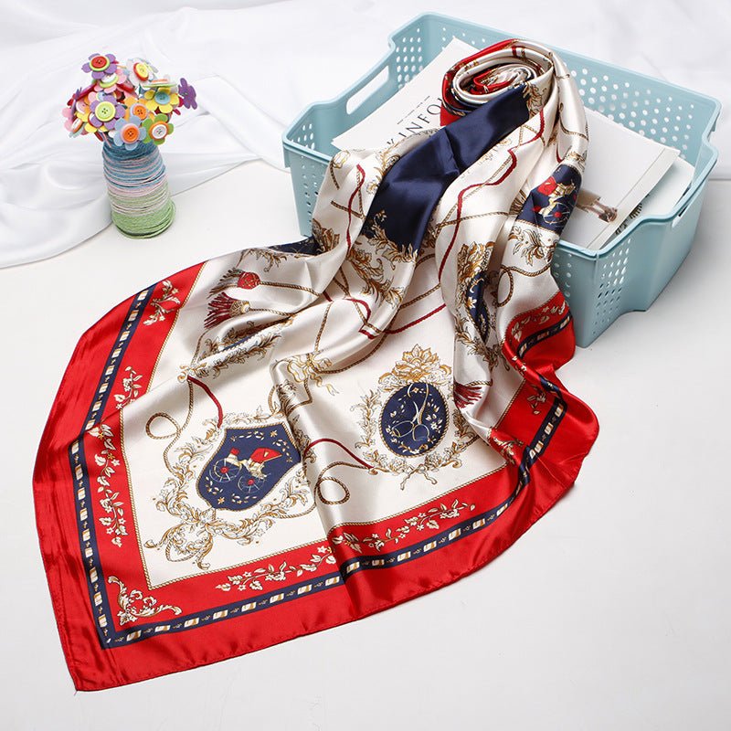 High - end Versatile Retro Printed Artificial Silk Scarf - AmiraMart