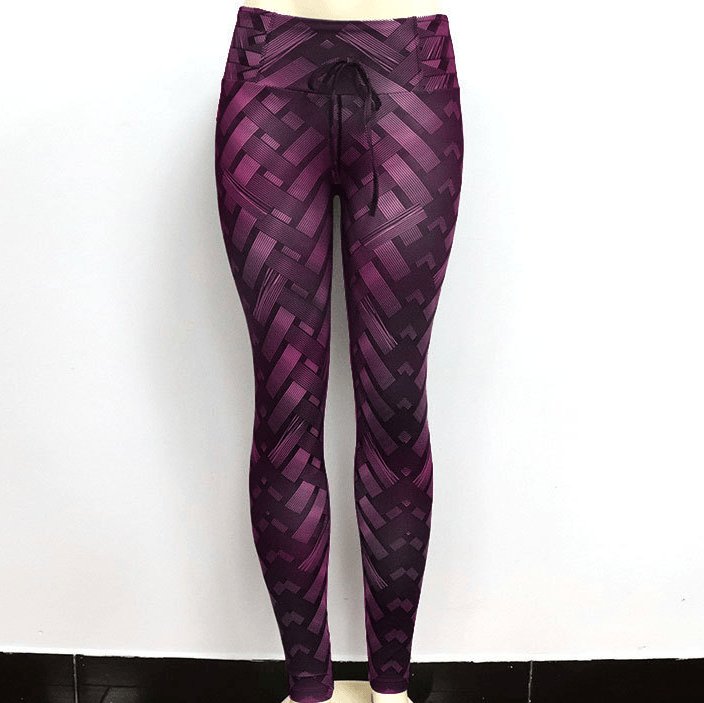 High Waist Iron Weave Print Push Up Yoga Workout Leggings - AmiraMart