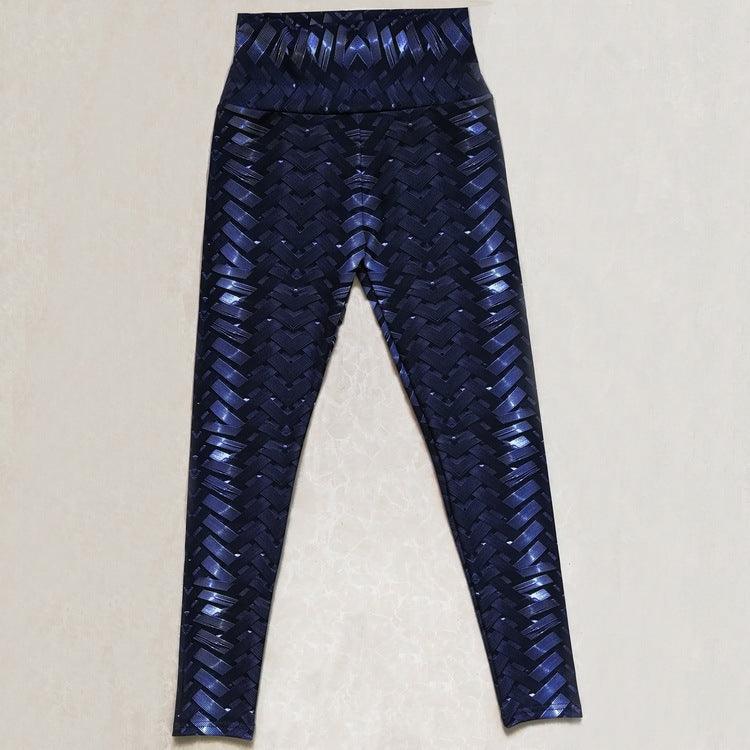 High Waist Iron Weave Print Push Up Yoga Workout Leggings - AmiraMart