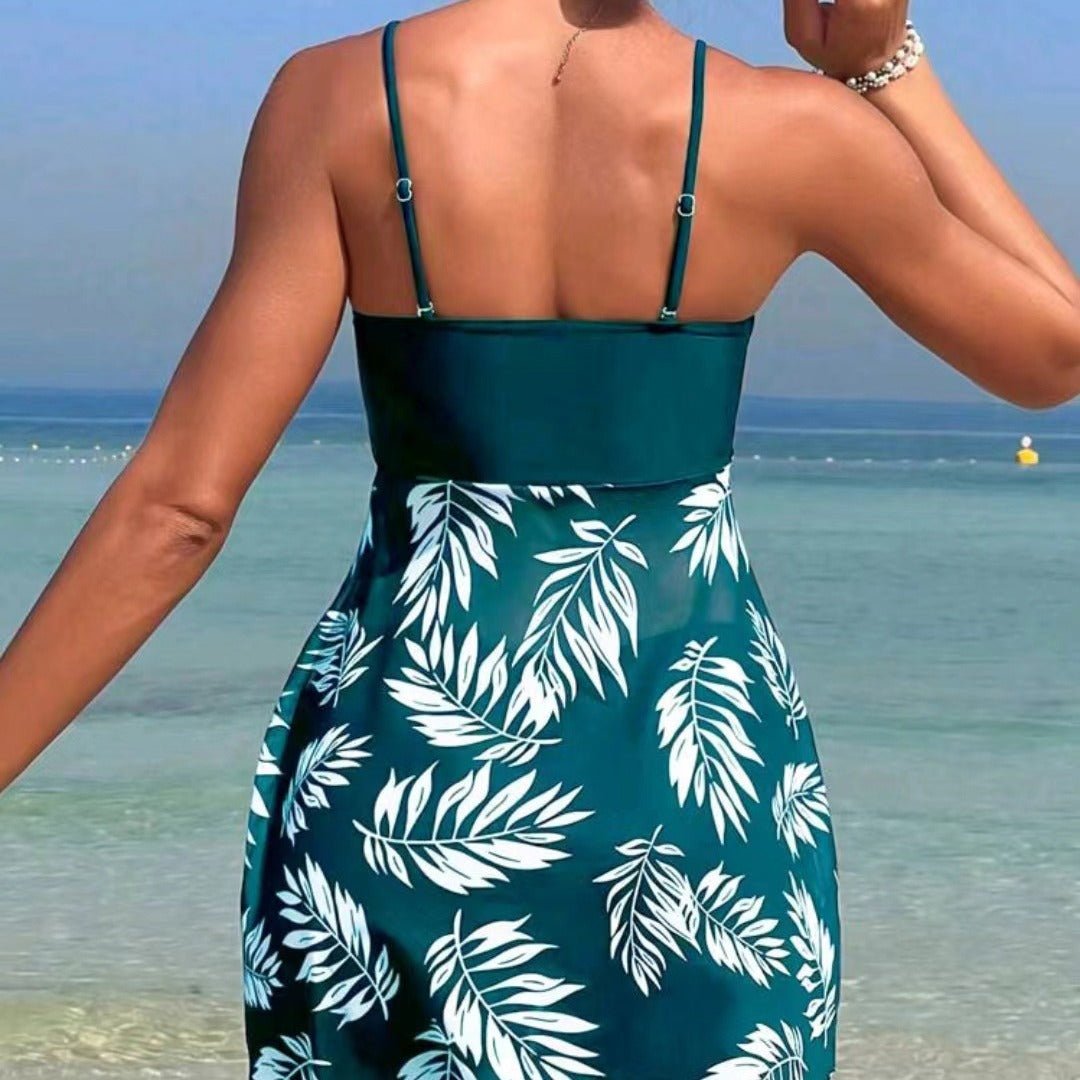 High Waist Mesh Split Boxer Swimsuit - AmiraMart