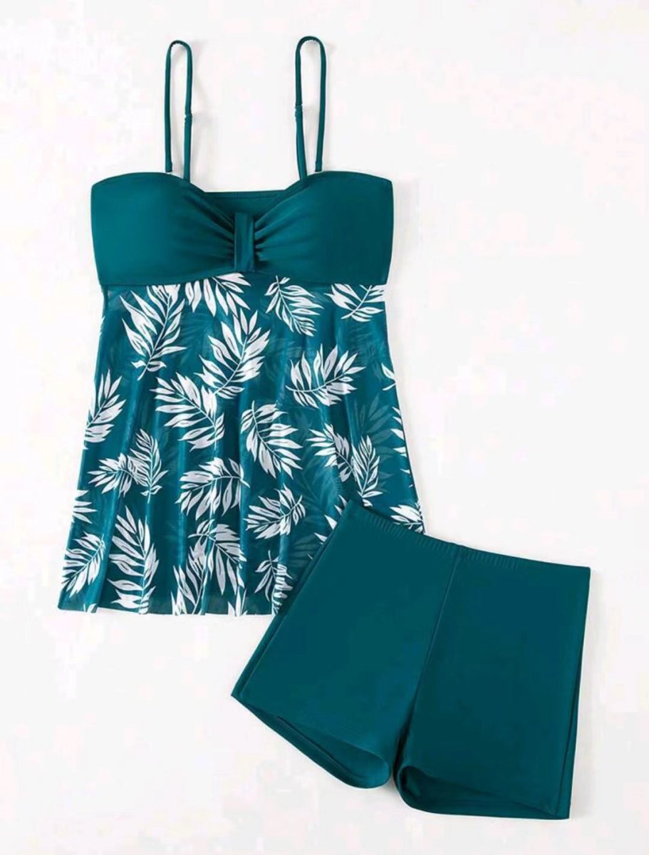 High Waist Mesh Split Boxer Swimsuit - AmiraMart