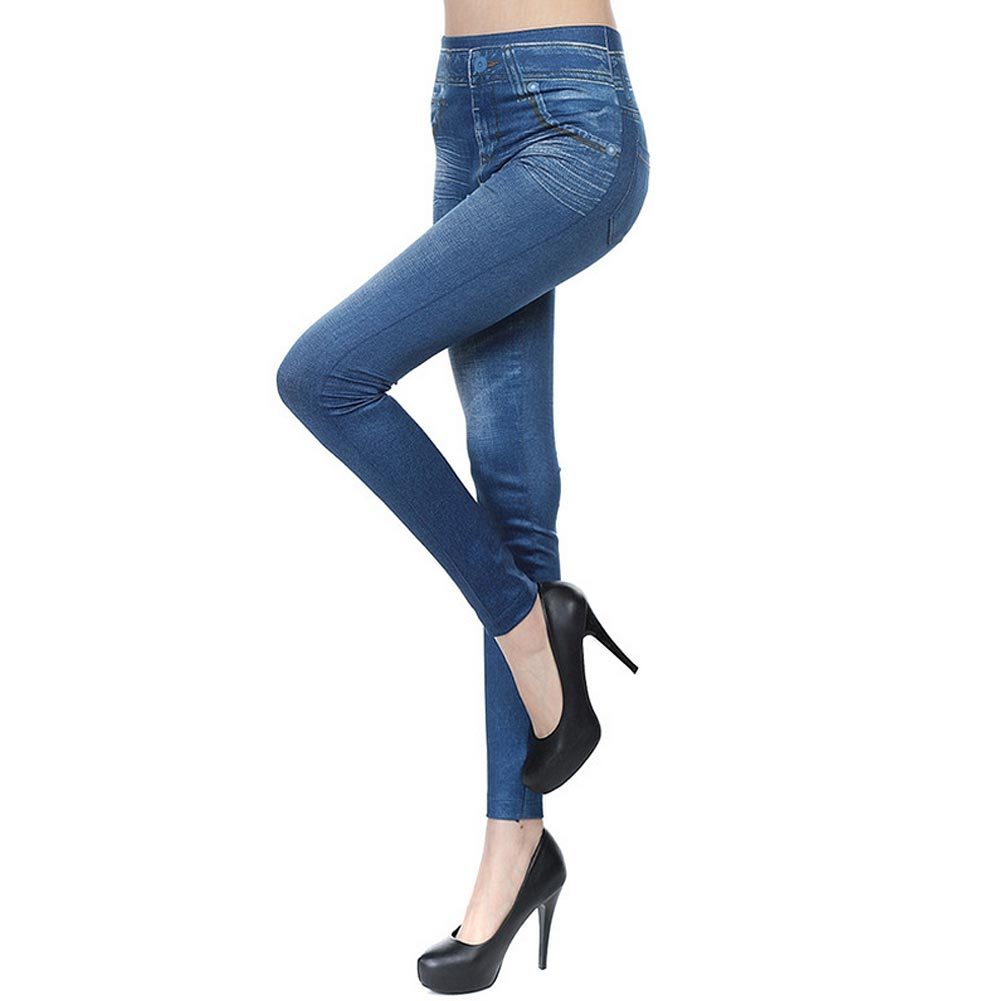 High Waisted Jeggings - Denim Leggings - AmiraMart