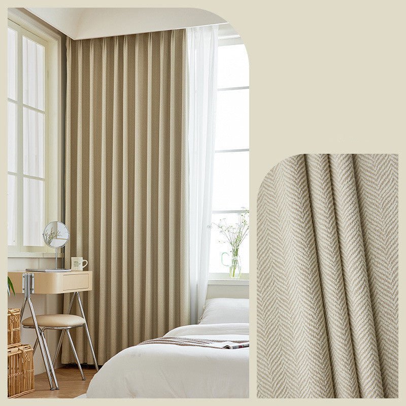 Home Fashion Herringbone Pattern Chenille Blackout Curtains - AmiraMart
