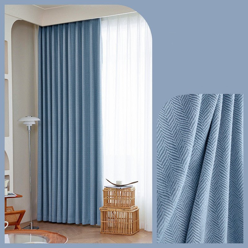 Home Fashion Herringbone Pattern Chenille Blackout Curtains - AmiraMart
