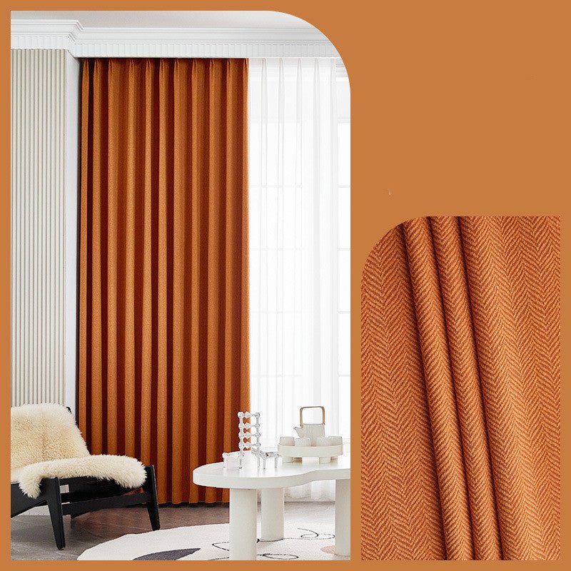 Home Fashion Herringbone Pattern Chenille Blackout Curtains - AmiraMart