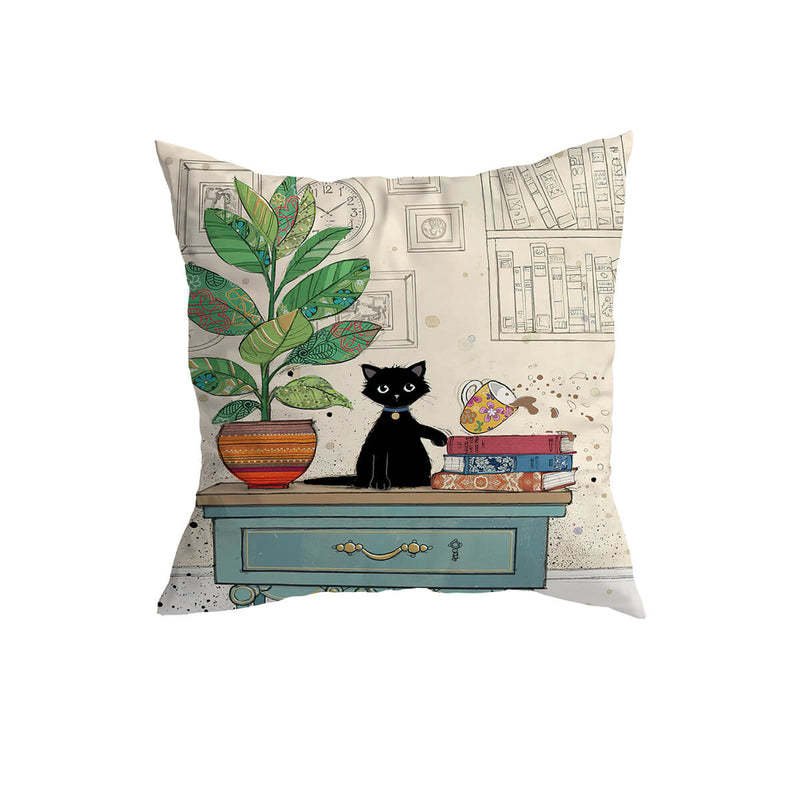 Home Fashion Minimalist Cat Print Pillowcase - AmiraMart