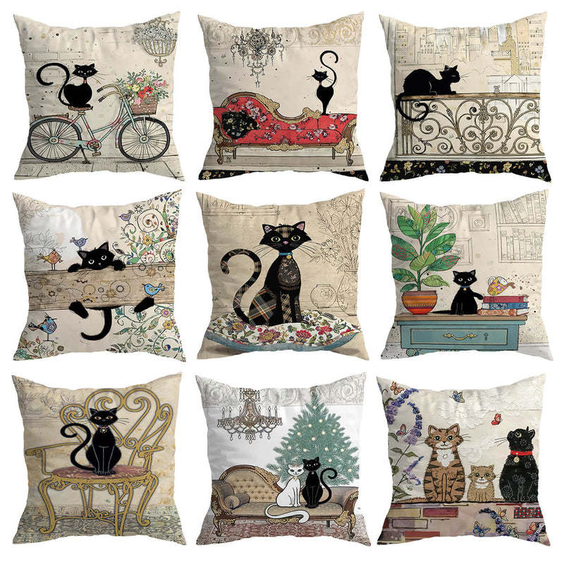 Home Fashion Minimalist Cat Print Pillowcase - AmiraMart
