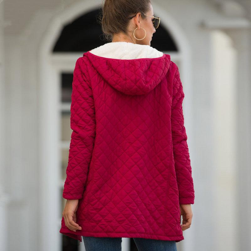 Hooded Long - sleeved Light Cotton Coat Women - AmiraMart