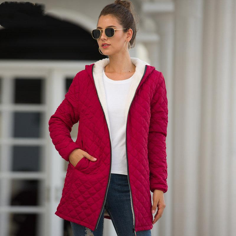 Hooded Long - sleeved Light Cotton Coat Women - AmiraMart