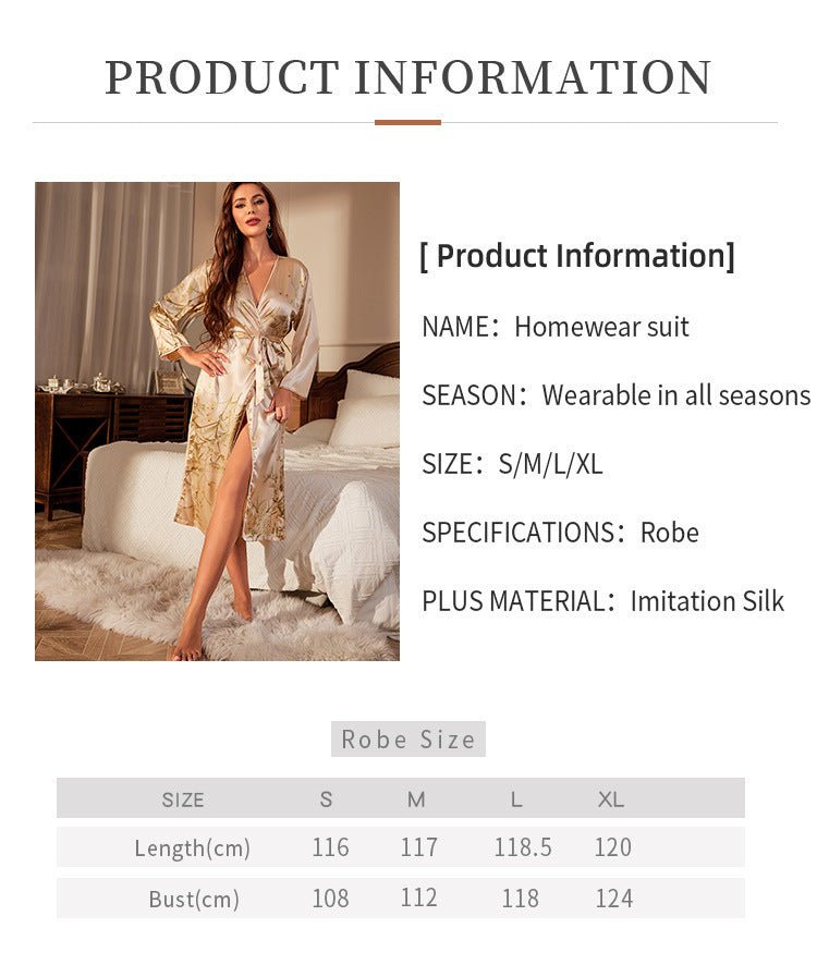 Ice Silk Cardigan Pajama & Nightgown Set - AmiraMart