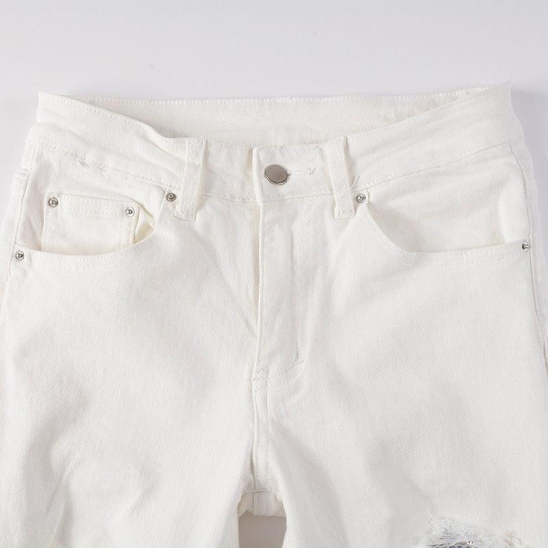 Jeans High Street Ripped Diamond Men's Stretch - AmiraMart