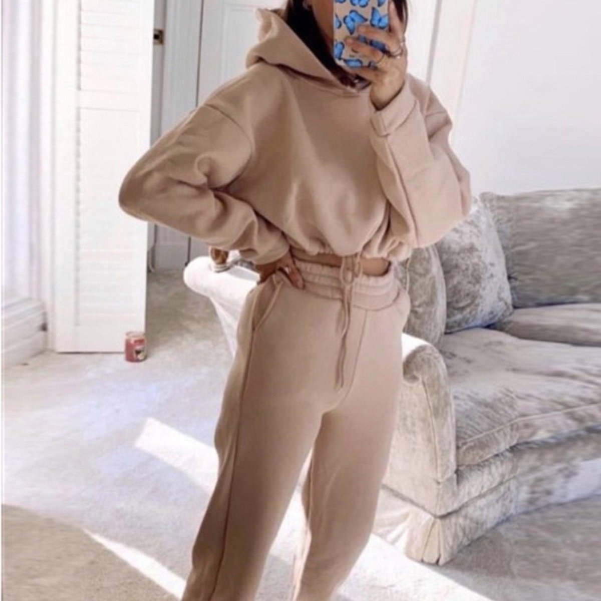 Jogging Suits For Women 2 Piece Sweatsuits Tracksuits Sexy Long Sleeve HoodieCasual Fitness Sportswear - AmiraMart